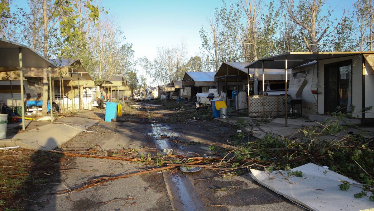 The Sun Country Holiday Village, Mulwala, the day after a tornado tore through the park. Picture: SUPPLIED