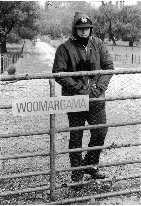 1983 - Prince Charles and Princess Diana make a royal visit to Albury.  A NSW tactical response group police onstable guards the entrance to Woomargama where Prince Charles and his family are resting. 