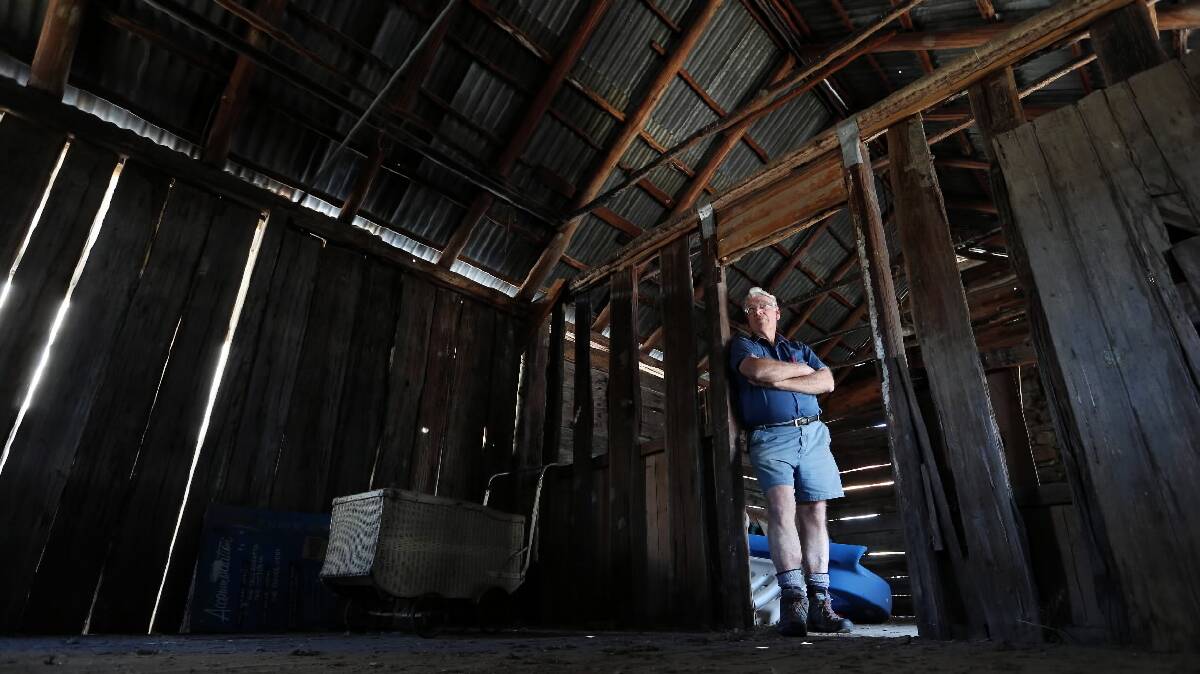 Ray Crispin at an historic hut in the middle of Tallangatta he is hoping will be moved to a safer location. Picture: JOHN RUSSELL