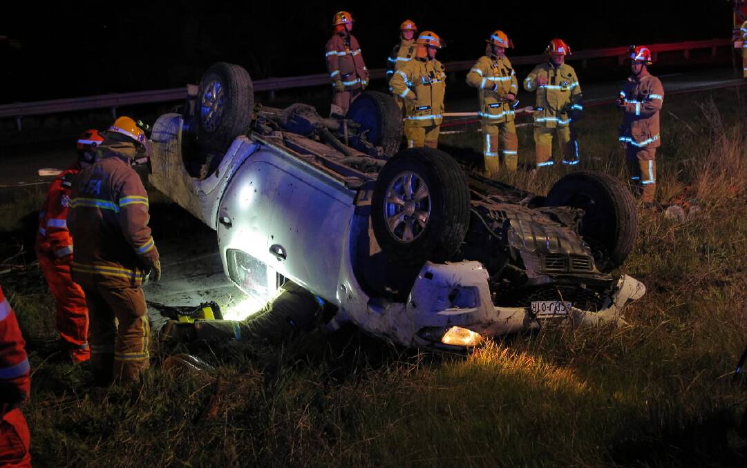 The scene of last night's crash on the Hume Freeway. Picture: JOHN CHARLTON