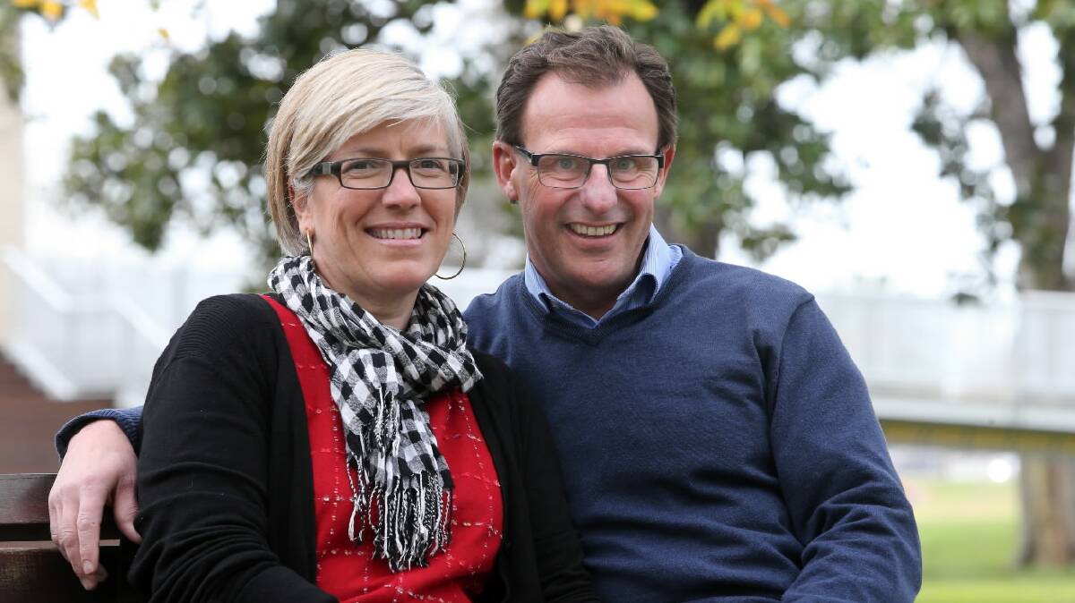 Melanie Schneider and her husband, Tony Schneider who will be standing as the Liberal candidate in Euroa. Picture: PETER MERKESTEYN