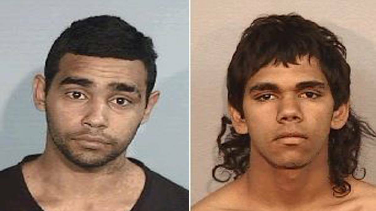 The pair aged 20 and 18 were last seen in Gongolgon about 3.45am Friday after disappearing from the Yetta Dhinnakkal correctional centre, which is about 70km south of Brewarrina. Photo: POLICE MEDIA