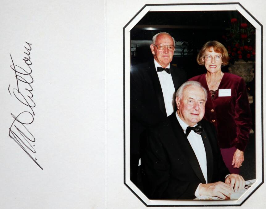 Patricia Gould and husband, Noel with former prime minister Gough Whitlam.