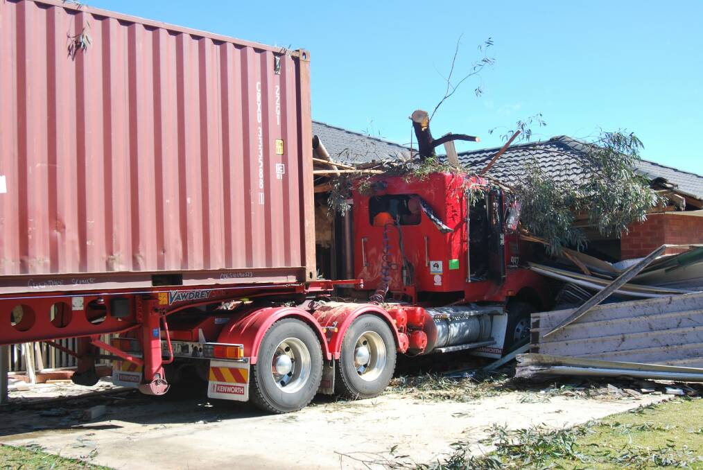 The truck crashed through the couple's Jerilderie home.
