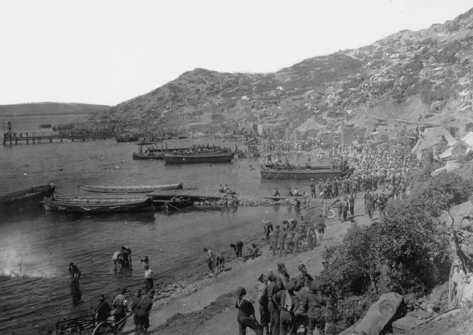 Allied troops at Anzac Cove, Gallipoli Peninsula, during the Gallipoli campaign. Picture: Hulton Archive, Getty Images