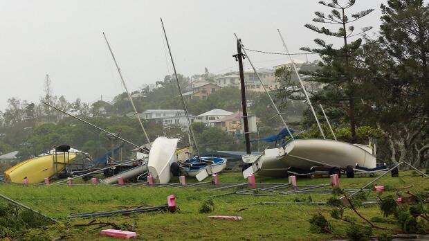 Washed away boats sit on the ground after Tropical Cyclone Marcia hit the coastal town of Yeppoon. Photo: Shelly Allsop