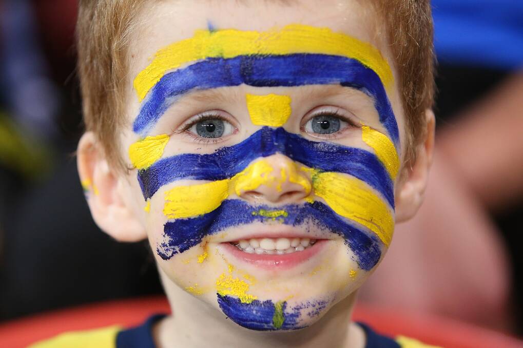 A young Parramatta supporter at Suncorp Stadium. The Eels defeated the Broncos 25-18 on Brisbane turf in Round Five of the NRL. Picture: Getty Images