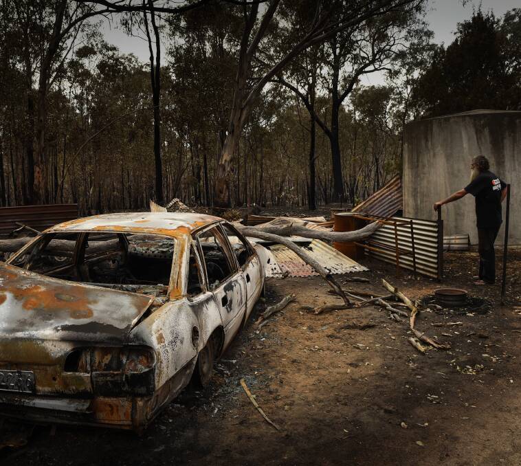 GUTTED: Kevin Nightingale lost cars, motorbikes and a shed at his property. Pictures: MARK JESSER