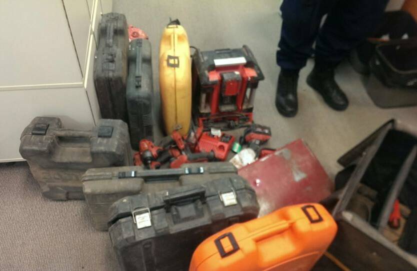 RECOVERED: The vehicle had a large number of stolen power tools along with ice pipes, a knife, number plates, phones, wallets and a teddy bear. 