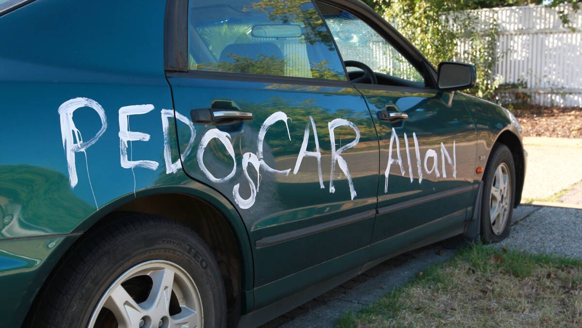 PAINTED: A message written on the car. 
