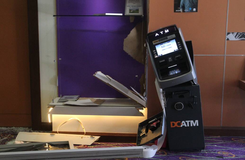 DAMAGE: The ATM was smashed by a stolen utility but did not lead to any cash being stolen from the machine at the Thurgoona club last month. 