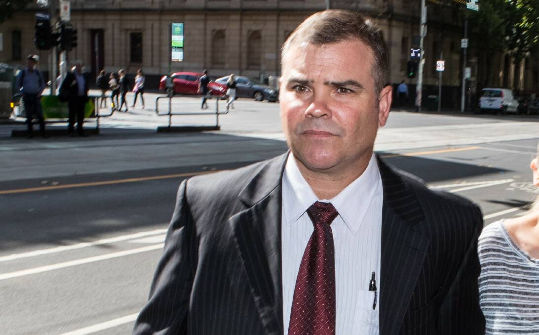 Leading Senior Constable Dave Jenkin outside Melbourne court on Wednesday. 