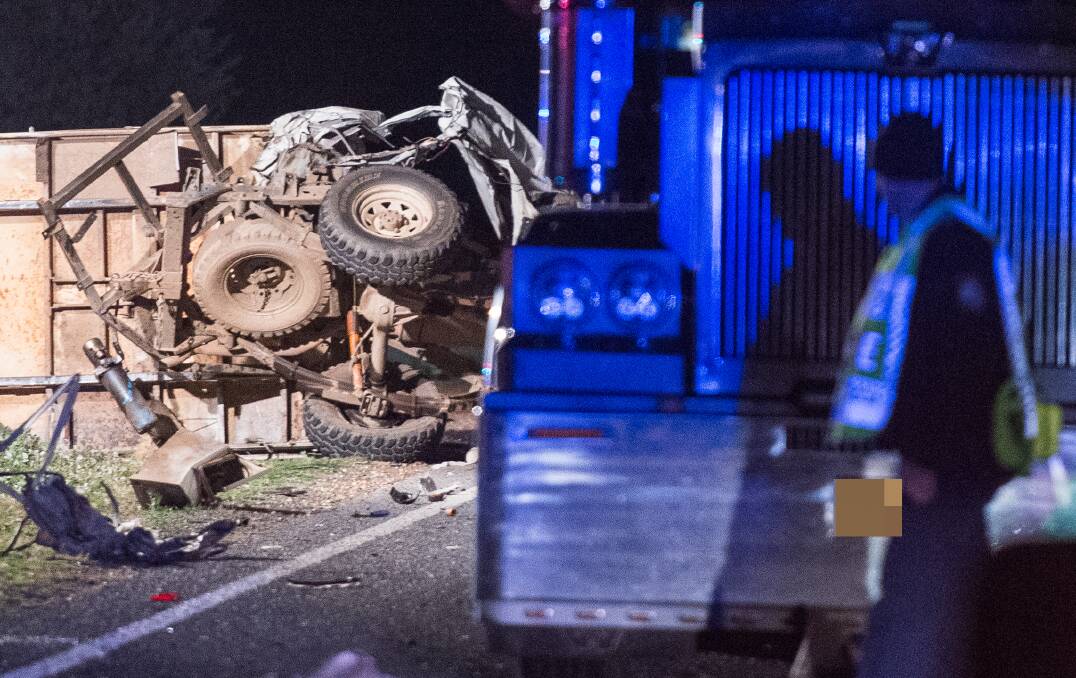 TWISTED WRECK: The scene of Sunday night's fatal crash, which was followed by a second death on Monday morning. Picture: MARK JESSER