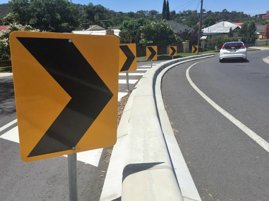 CRASH SCENE: Danielle Davies crashed into a steel barrier on Thurgoona Street, which was later replaced with this concrete barrier. 