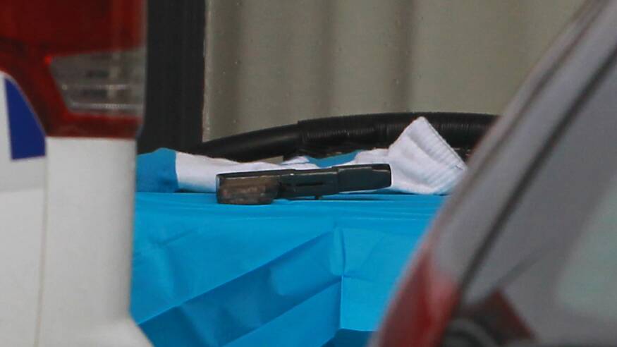 FIREARM: A handgun seized from a car outside the Wodonga motel. Picture: BLAIR THOMSON