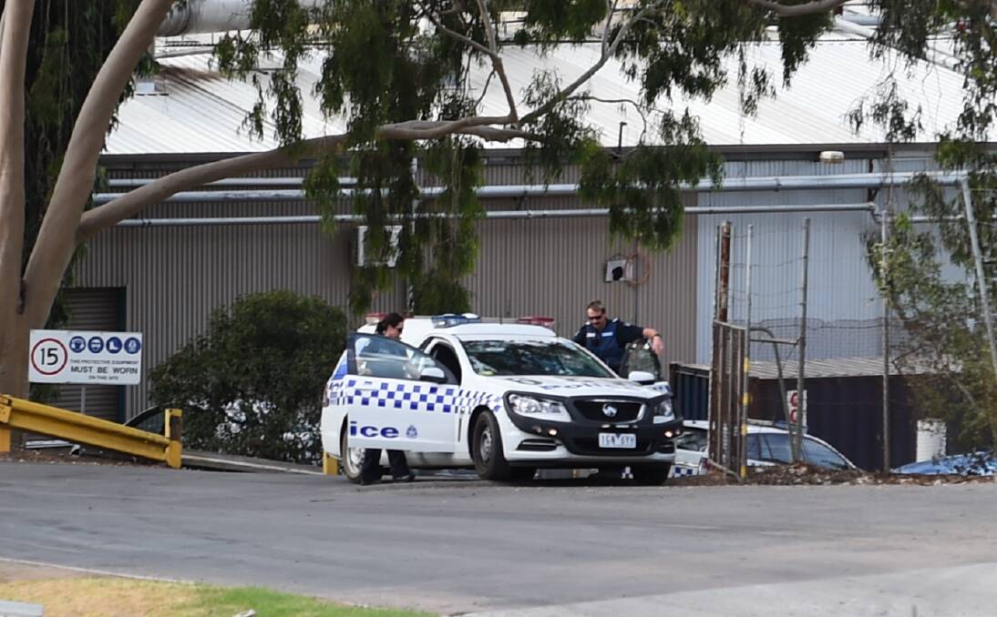 ON SCENE: Police at the Wodonga Abattoir in March last year