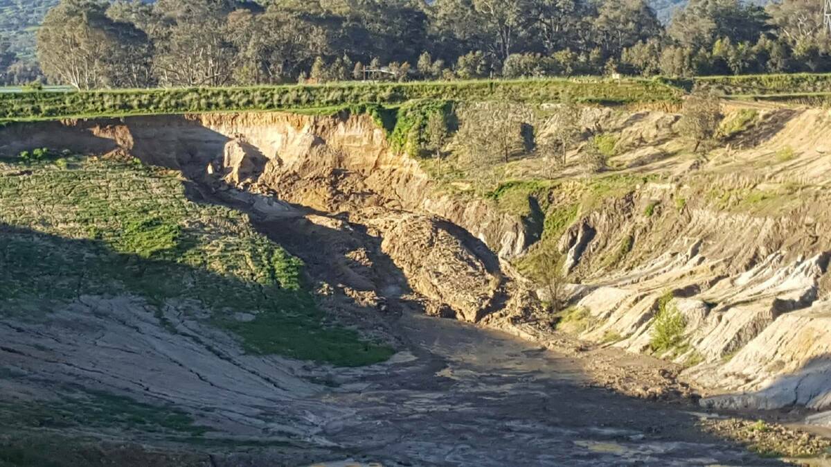 DAMAGE: A landslide at the Wodonga quarry