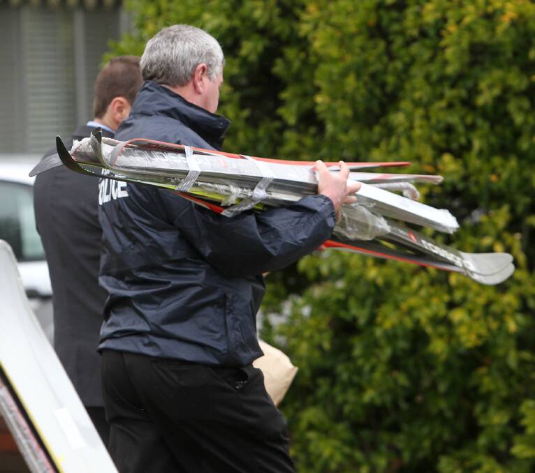 EVIDENCE: Several sets of skis and poles stolen from Wodonga last month were found. Picture: BLAIR THOMSON