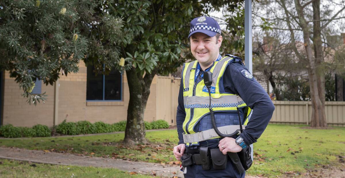 NEW OFFICER: Senior Constable Paul Guy outside the Whitfield police station, which had been unmanned  before his arrival two months ago. There had been concerns about lawlessness in the region before he started in the role. 