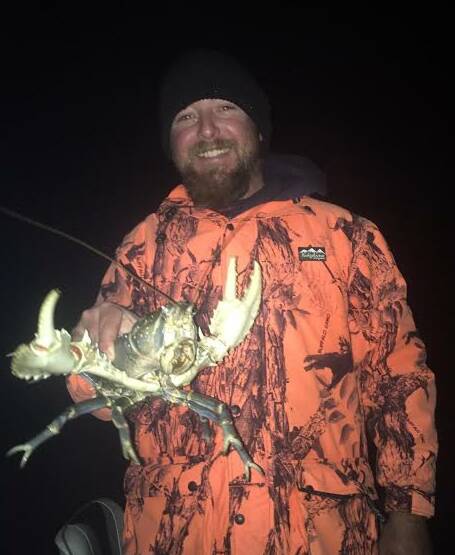 SUCCESS: Stephen Fraser with one of the crays he caught around the Bundalong area.


