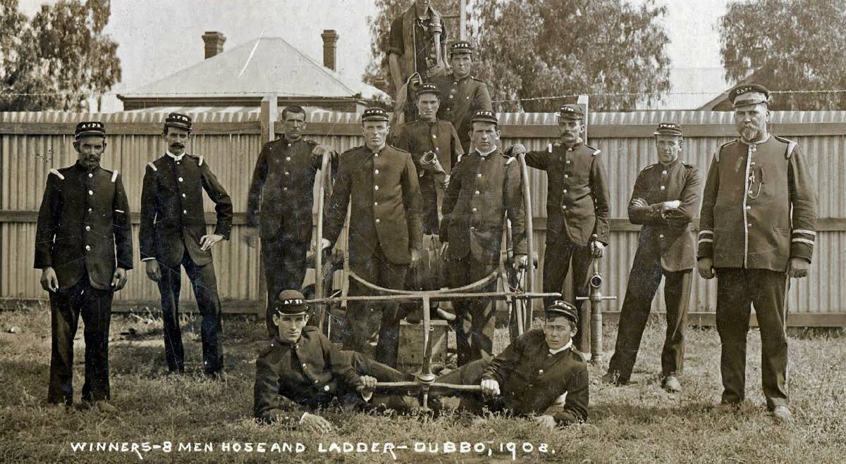 FIRE BRIGADE: Members of the Albury Volunteer Fire Brigade, 1908. In February 1863 the first Albury Volunteer Fire Brigade was formed.