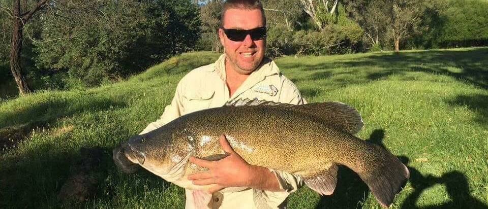 MONSTER: Jarrod Milsome caught this 1.05 metre monster in a secret location, up the road a little, last week.