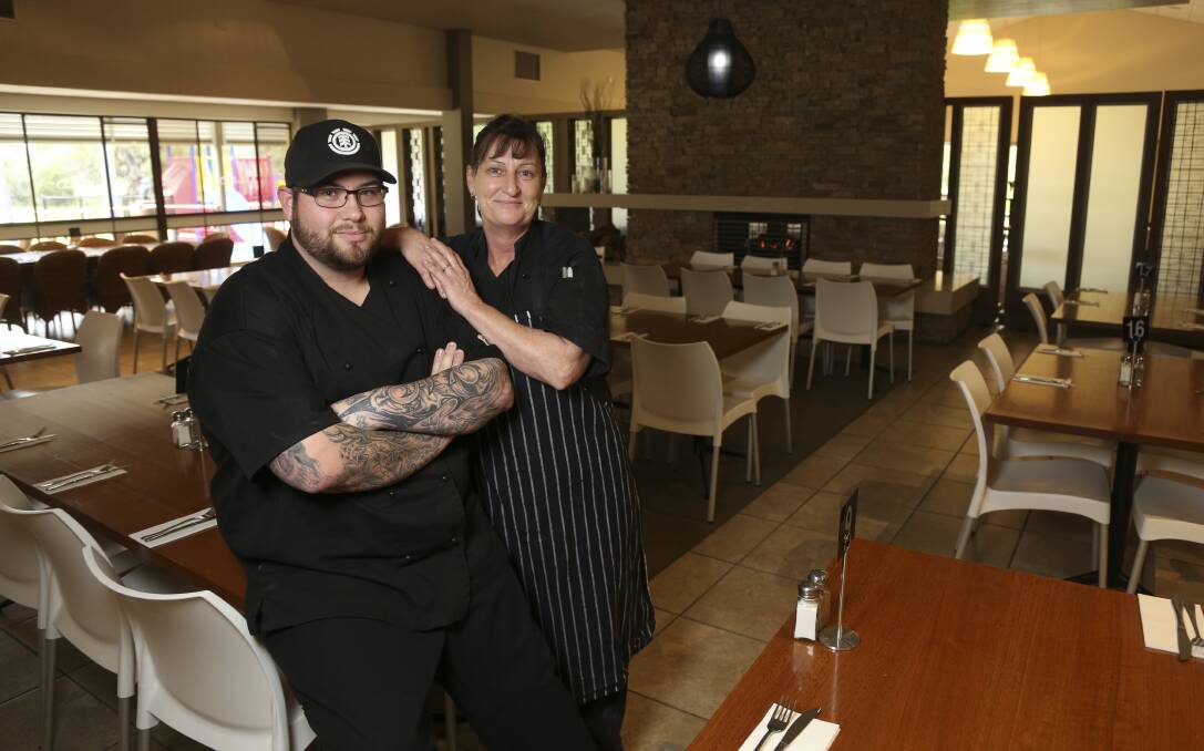 FAMILY AFFAIR: Homegrown chef Brendan Rickard with his mum Cathy Rickard at The Clubhouse Bar and Bistro, Wodonga. Picture: Elenor Tedenborg.