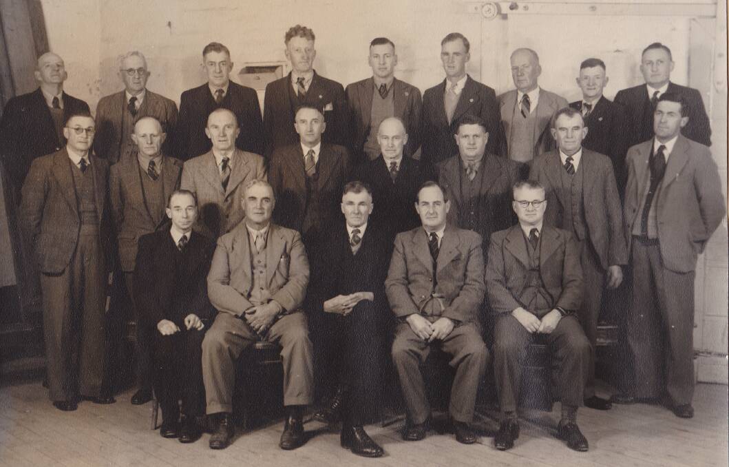 COMMITTEE: The original Wodonga Show Society committee. The first show was held on March 6, 1948 and returned a profit of £50. 