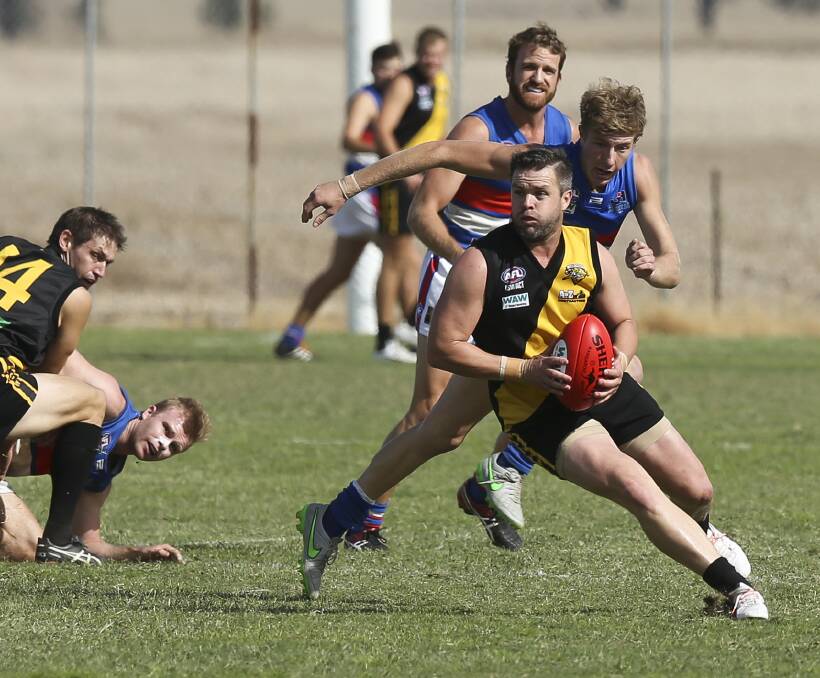 CAT AMONGST THE DOGS: Adam Schneider will play for Thurgoona on May 14, just over a month after he turned out for his home club Osborne against Jindera in the Hume League. Picture: ELENOR TEDENBORG