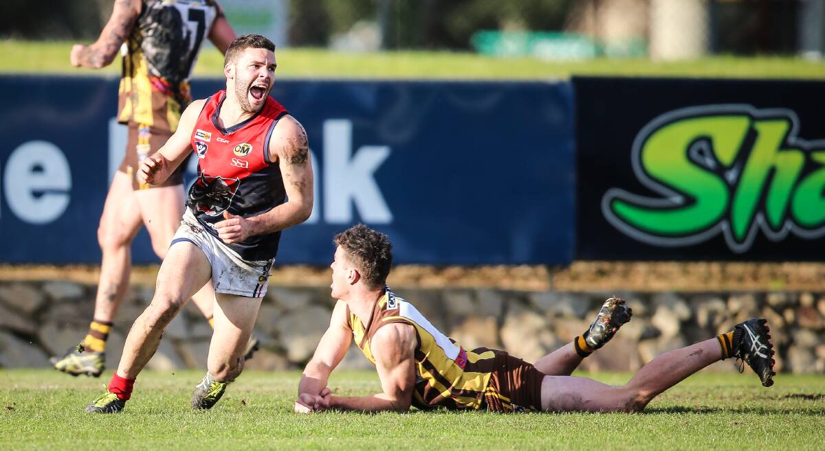 YOU BEAUTY: Tyler Cornish set Wodonga Raiders alight in the final term of their big win over Wangaratta Rovers at W.J. Findlay Oval on Saturday. Picture: JAMES WILTSHIRE