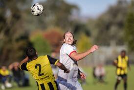 Boomers FC's Max Lynch against Cobram Roar on Sunday. Picture by James Wiltshire