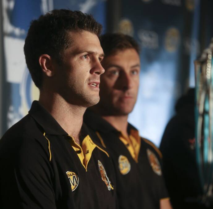 EXPERIENCED: Albury co-coaches Shaun Daly and Daniel Maher at the grand final press conference on Wednesday. Maher says the current crop of Tigers are the best he's coached. Pictures: ELENOR TEDENBORG
