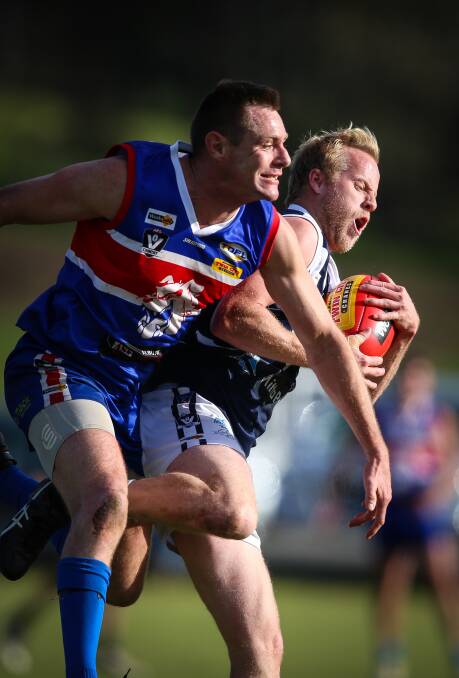 DOGS' DAY: Mitta United's Daniel Stewart beat Thurgoona co-coach Jamarl O'Sullivan on this occasion but it was the Bulldogs who had the last laugh on Saturday.