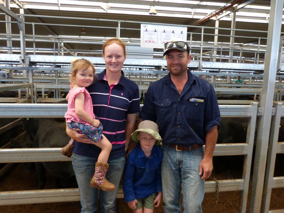 Mark and Christie Taprell, Thologolong, with children Luke and Ruby, were potential buyers, but went away empty handed on Thursday.