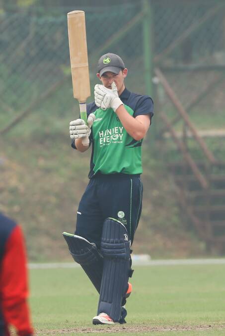 HALF CENTURY: Aaron Gillespie brings up 50 in Ireland's Under-19 World Cup qualifier against Nepal in October, 2015. Picture Peter Lim/IDI