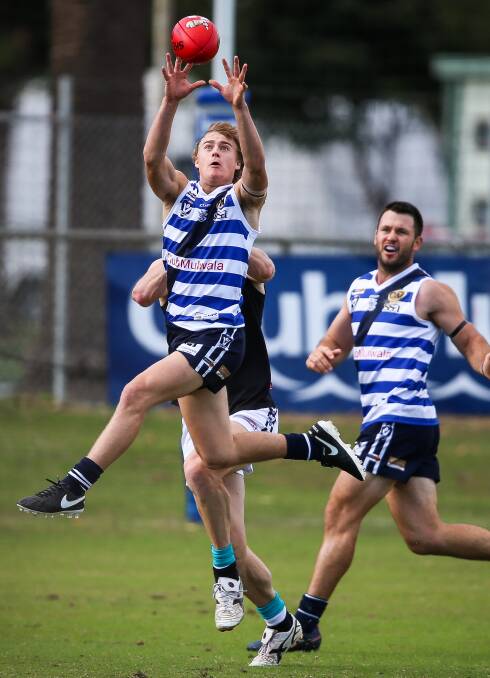 FLYING PIGEON: Yarrawonga forward Jess Koopman has played every match for the Pigeons this season, kicking three goals against Lavington at J.C. Lowe Oval.