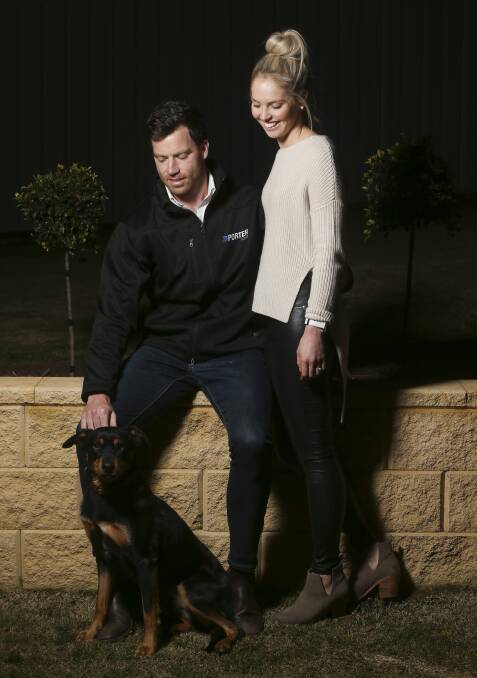 SUPPORT NETWORK: James Saker and fiancee Bianca Giovannini with their dog, Wiggles. "Bianca provides incredible support," Saker says. Picture: ELENOR TEDENBORG