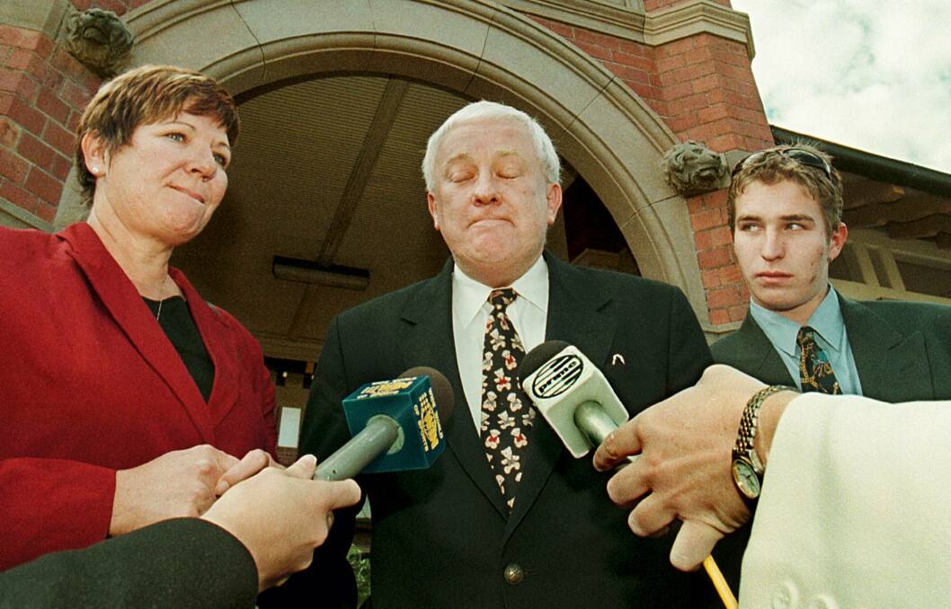 Terrible loss: Bob and June Meredith and their son, Graeme, in 1999.