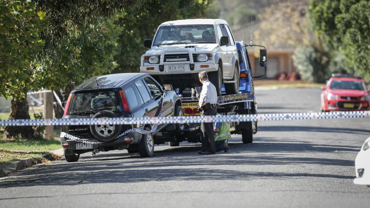 The scene in Corowa's Vera Street following the death of Christopher Quirk.