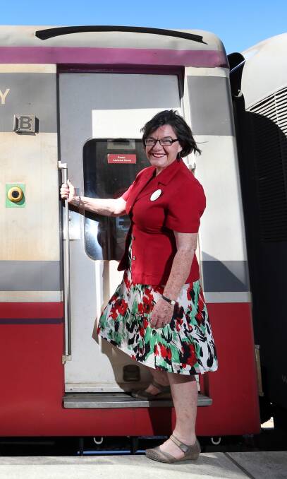 On board: Cathy McGowan reckons the federal government will get a clear idea of the V/Line Albury-Wodonga service's shortfalls through joining her on the train.