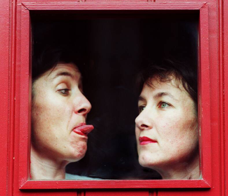 The Davey sisters in 1996 when Crying in Public Places performed "Jump!" at the Malthouse Theatre as part of the Melbourne Fringe Festival. Picture: MICHAEL CLAYTON-JONES