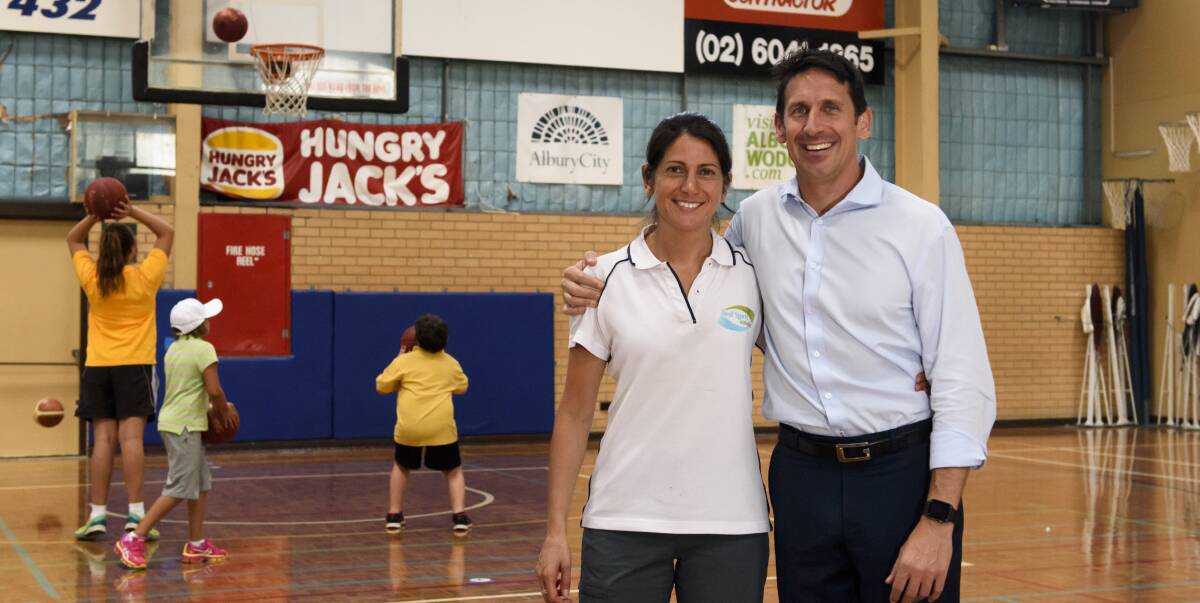 EXCITEMENT GROWS: Deaf Sports Australia sport development manager Irena Farinacci and 2018 Australian Deaf Games committee chairman Alex Jones visit Albury to mark one year until the event. Picture: SIMON BAYLISS