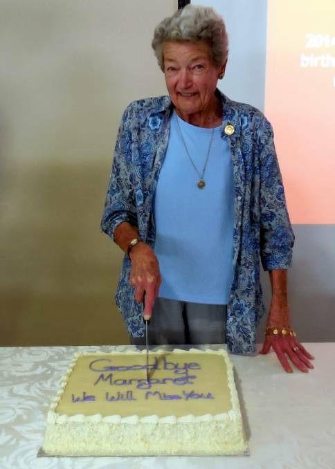 GOODBYE AND THANKS: Margaret Saker OAM, now of Benalla, farewells the Narooma community last year. Picture: NAROOMA NEWS