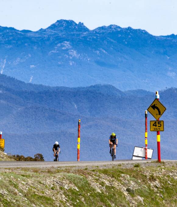 NO TIME FOR SIGHTSEEING: The 23rd Tour of Bright ends with a 58-kilometre ascent of Mount Hotham on Sunday. Hundreds of competitors took part in the annual event, likened to a Tour de France for club racers. Picture: KARL GRAY