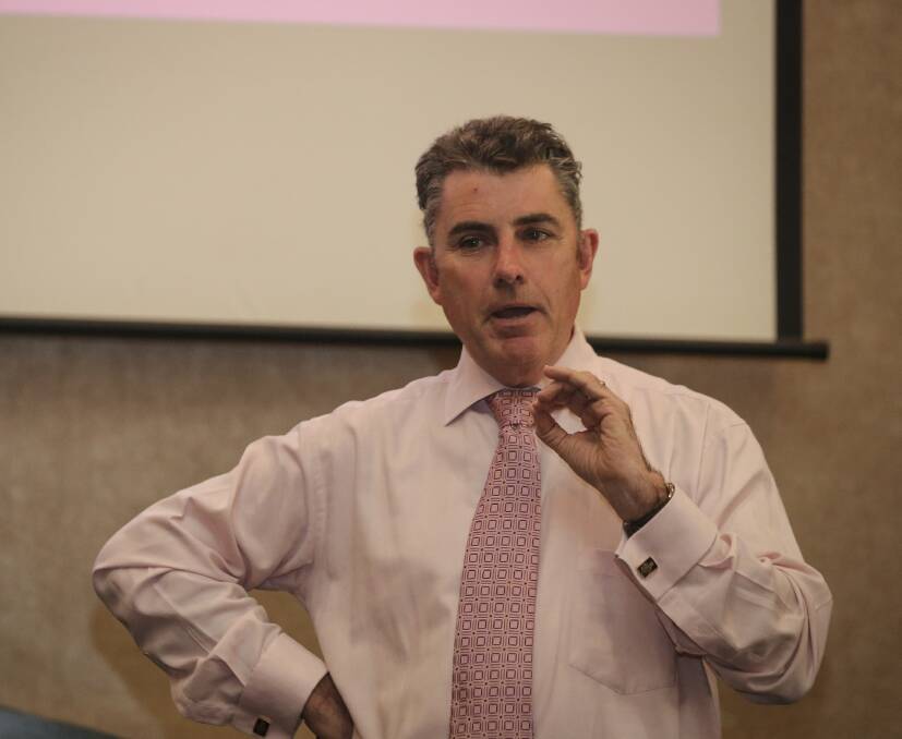 MAKING HIS POINT: Real Estate Institute of NSW chief executive Tim McKibbin talks to Albury agents during the annual roadshow this week. Picture: JAMES WILTSHIRE