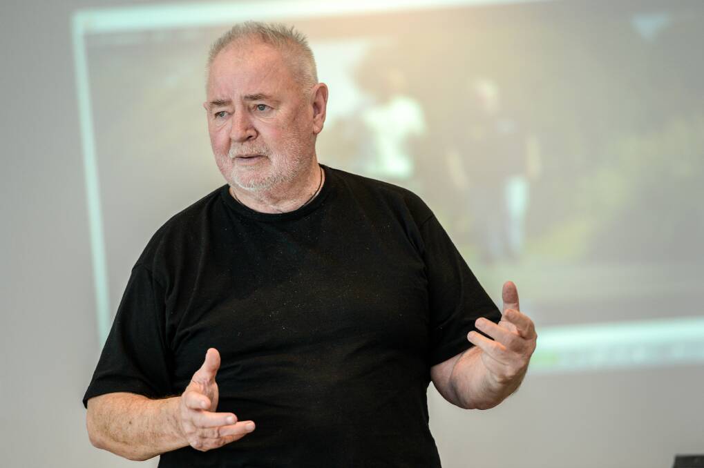 COMMITTED CAMPAIGNER: Les Twentyman, here speaking to school principals in 2015, says connections remain crucial for young people. "While they're involved, they've got their networks, they've got their friends," he says. 