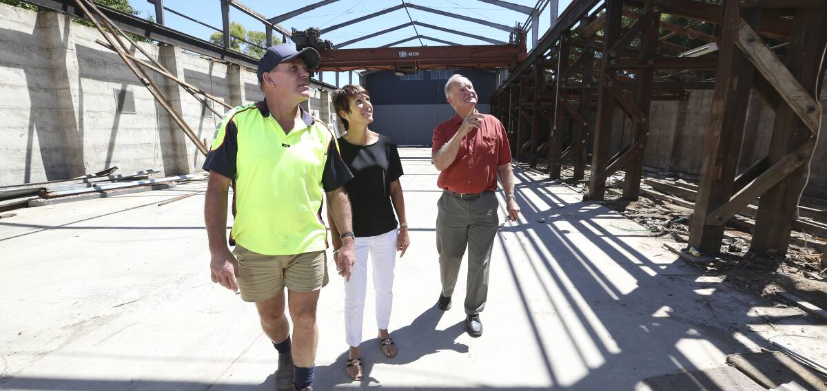ADMIRING WHAT WAS: Developers David and Tracy Wortmann walk through the old building with John Dunstan. Pictures: ELENOR TEDENBORG