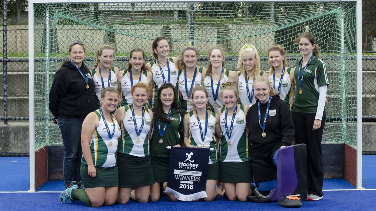 MISSION ACCOMPLISHED: The Hockey Albury-Wodonga under-17 girls team after its win in the Victorian Junior Country Championships.