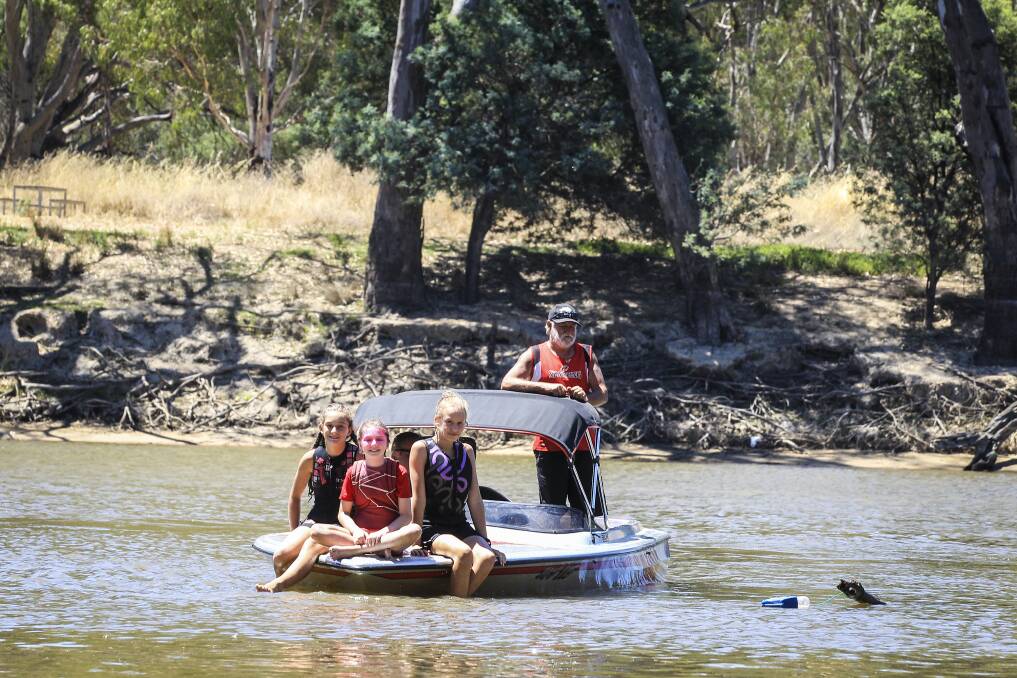 Holiday makers on the Murray River downstream of Yarrawonga Weir have been disappointed by low water levels. Pictures: JAMES WILTSHIRE