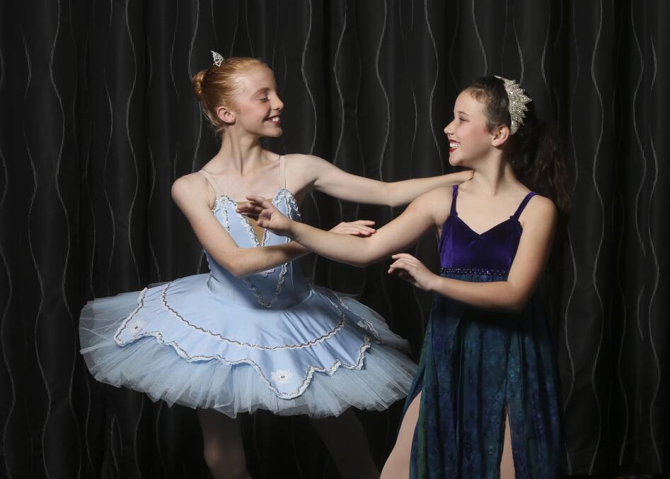 SHALL WE DANCE: Sophie Dawson, 11, of Albury and Wirlinga's Rosie McCormack, 10, are ready for the eisteddfod. Picture: ELENOR TEDENBORG